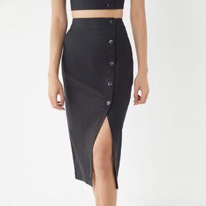 UO Linen Button Down Midi Skirt